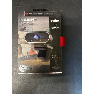 Monster Vision Insight HD Webcam 720p 2MP with Privacy Cover and Tripod PlugPlay